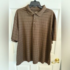 Haggar Cool 18 Performance Men's Brown Checkered Polo Shirt Size XL